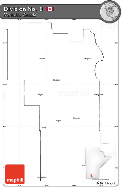 Blank Simple Map of Division No.  8, cropped outside