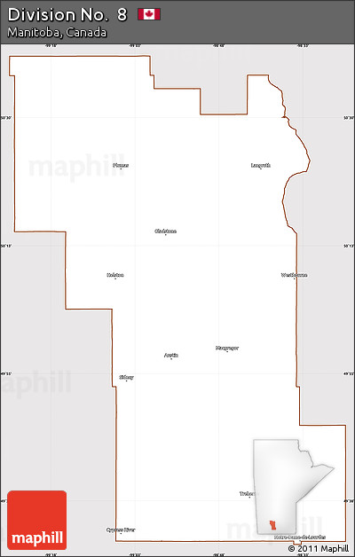 Classic Style Simple Map of Division No.  8, cropped outside