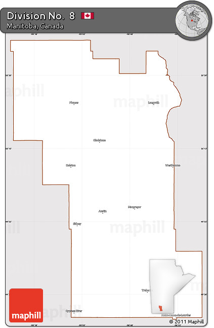 Classic Style Simple Map of Division No.  8, cropped outside