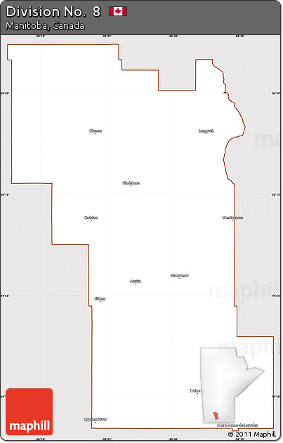 Classic Style Simple Map of Division No.  8, cropped outside