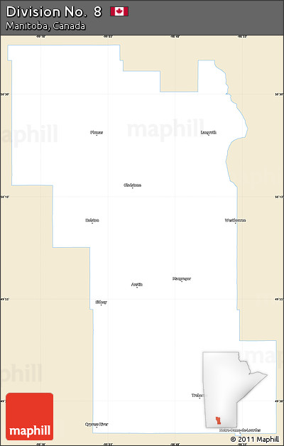Classic Style Simple Map of Division No.  8, single color outside
