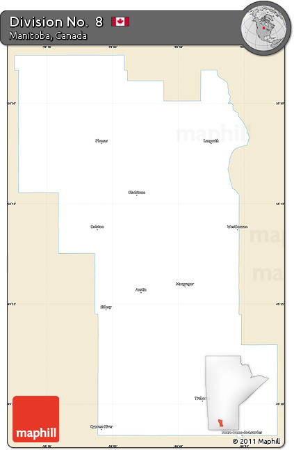 Classic Style Simple Map of Division No.  8, single color outside