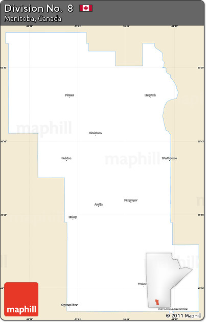 Classic Style Simple Map of Division No.  8, single color outside