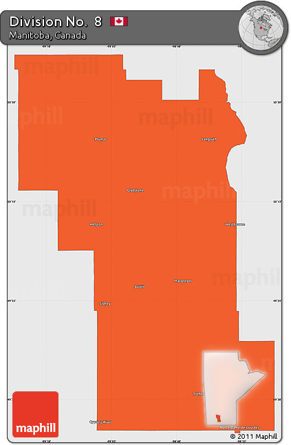 Political Simple Map of Division No.  8, single color outside