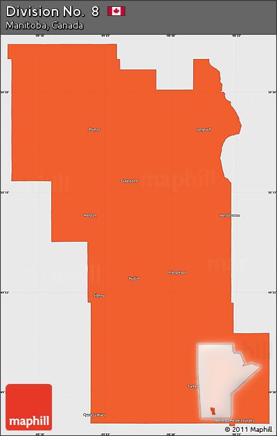 Political Simple Map of Division No.  8, single color outside