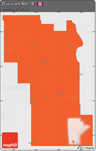 Political Simple Map of Division No.  8, single color outside