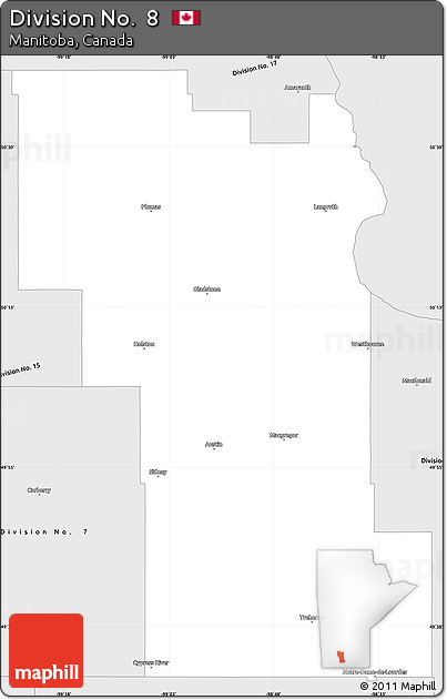 Silver Style Simple Map of Division No.  8
