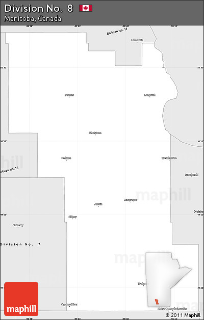 Silver Style Simple Map of Division No.  8