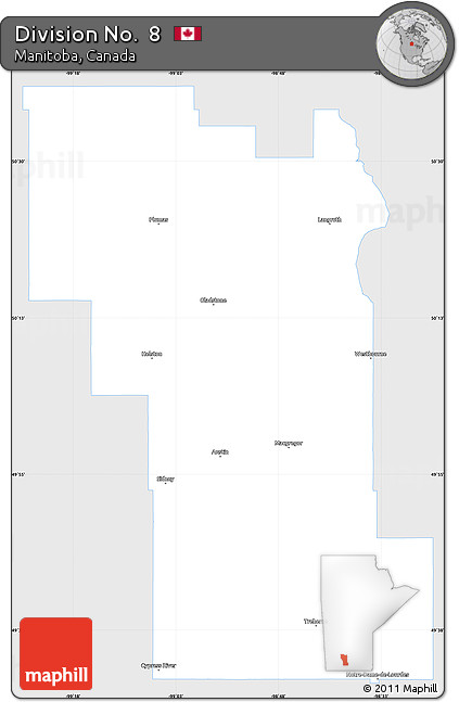 Silver Style Simple Map of Division No.  8, single color outside