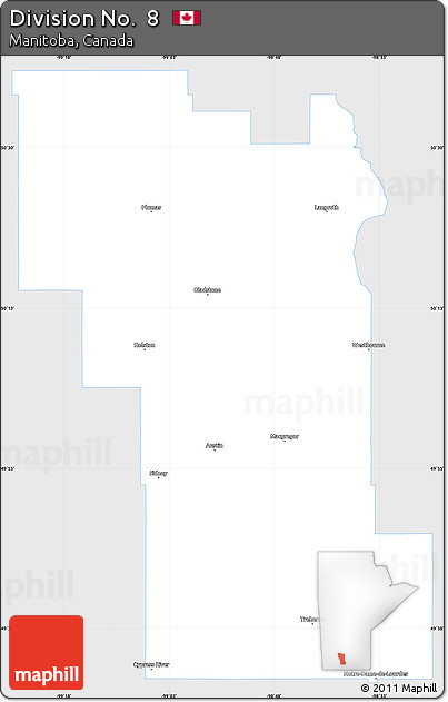 Silver Style Simple Map of Division No.  8, single color outside