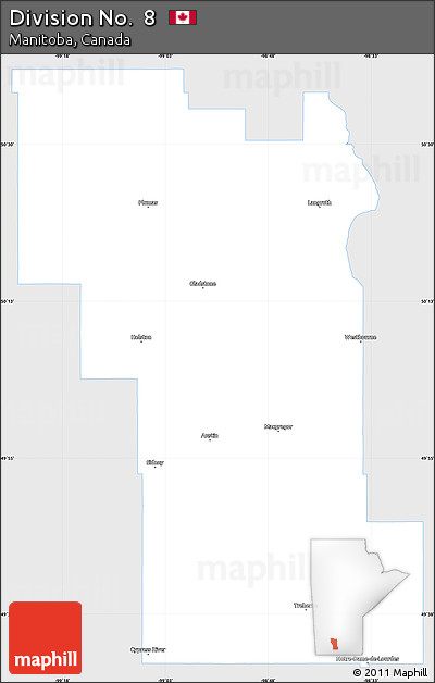 Silver Style Simple Map of Division No.  8, single color outside