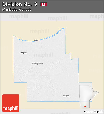 Classic Style 3D Map of Division No.  9, single color outside