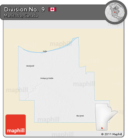 Classic Style 3D Map of Division No.  9, single color outside