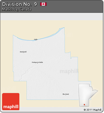 Classic Style 3D Map of Division No.  9, single color outside