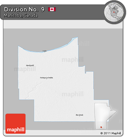 Gray 3D Map of Division No.  9, single color outside