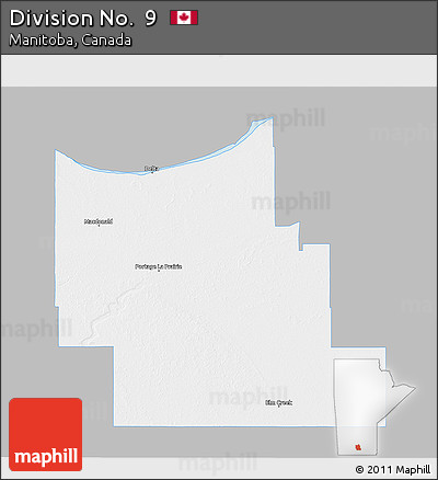 Gray 3D Map of Division No.  9, single color outside