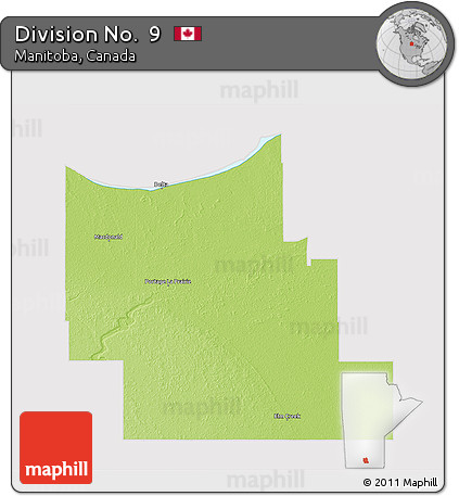 Physical 3D Map of Division No.  9, cropped outside