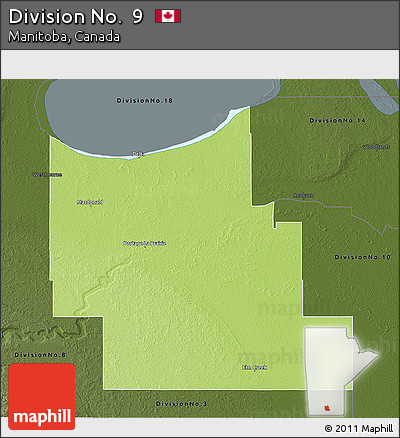 Physical 3D Map of Division No.  9, darken