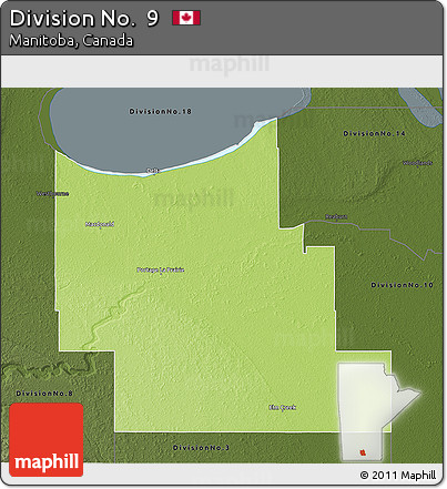 Physical 3D Map of Division No.  9, darken