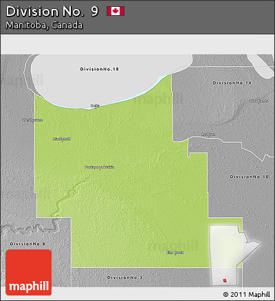 Physical 3D Map of Division No.  9, desaturated