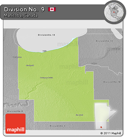 Physical 3D Map of Division No.  9, desaturated
