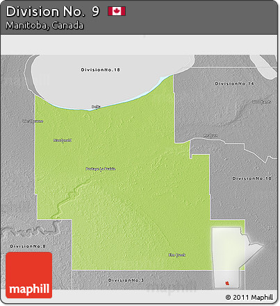 Physical 3D Map of Division No.  9, desaturated