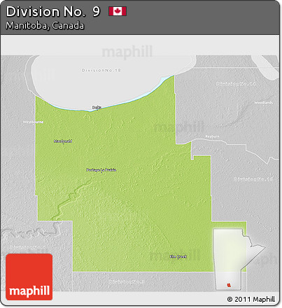 Physical 3D Map of Division No.  9, lighten, desaturated