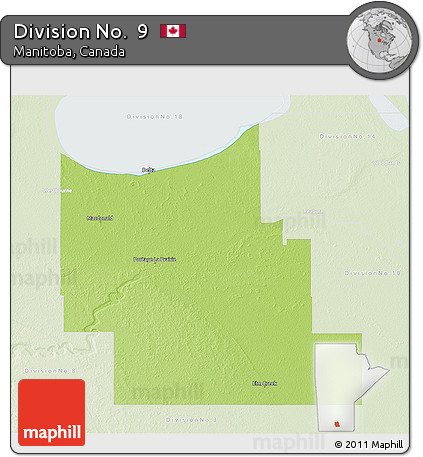 Physical 3D Map of Division No.  9, lighten