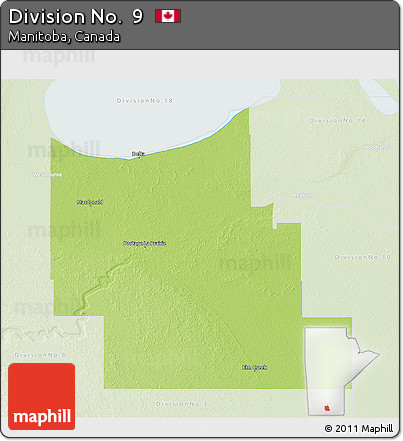 Physical 3D Map of Division No.  9, lighten