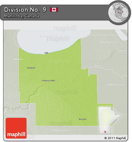 Physical 3D Map of Division No.  9, lighten, semi-desaturated
