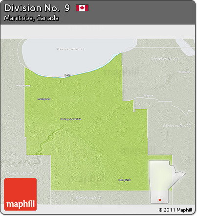Physical 3D Map of Division No.  9, lighten, semi-desaturated