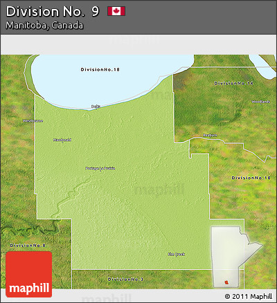 Physical 3D Map of Division No.  9, satellite outside
