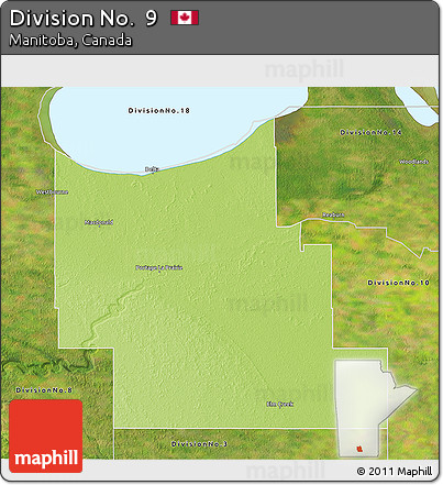 Physical 3D Map of Division No.  9, satellite outside
