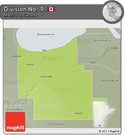 Physical 3D Map of Division No.  9, semi-desaturated
