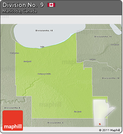 Physical 3D Map of Division No.  9, semi-desaturated