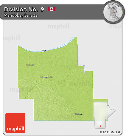 Physical 3D Map of Division No.  9, single color outside