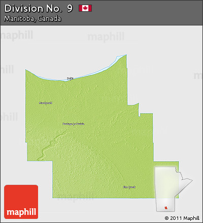 Physical 3D Map of Division No.  9, single color outside