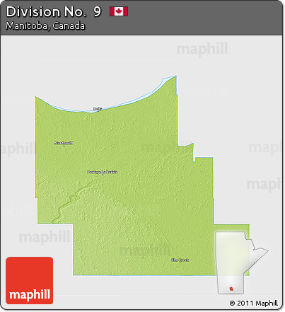 Physical 3D Map of Division No.  9, single color outside