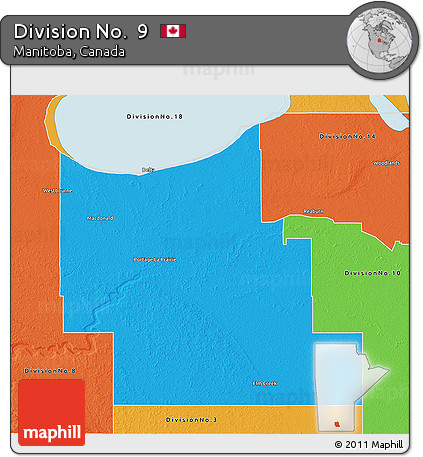 Political 3D Map of Division No.  9