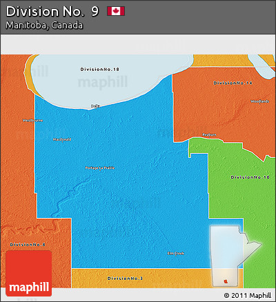 Political 3D Map of Division No.  9