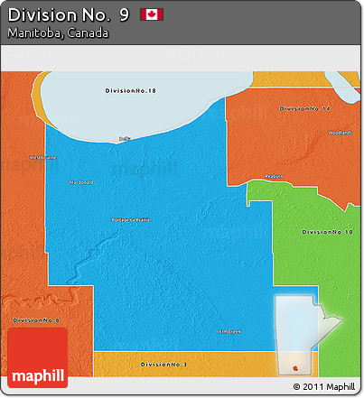 Political 3D Map of Division No.  9