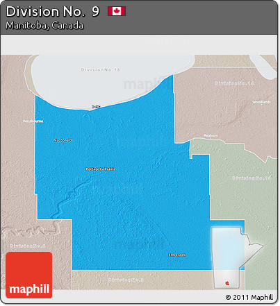 Political 3D Map of Division No.  9, lighten, semi-desaturated