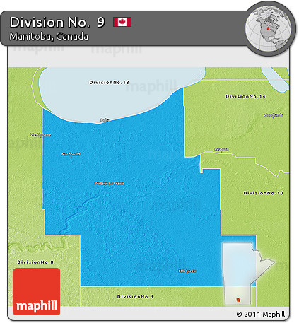 Political 3D Map of Division No.  9, physical outside