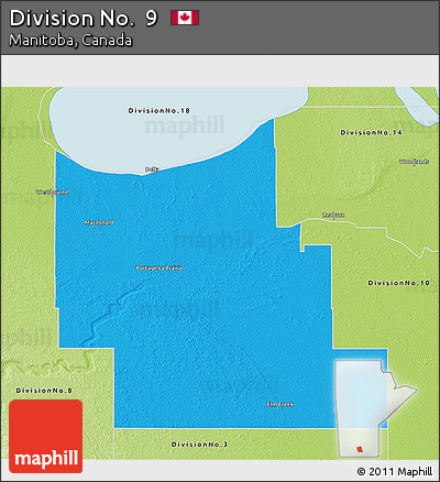 Political 3D Map of Division No.  9, physical outside