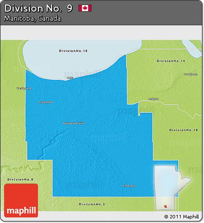 Political 3D Map of Division No.  9, physical outside