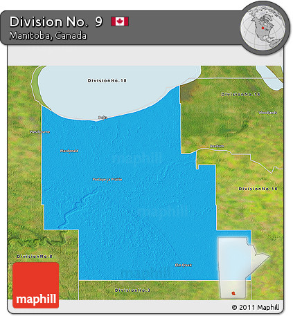 Political 3D Map of Division No.  9, satellite outside