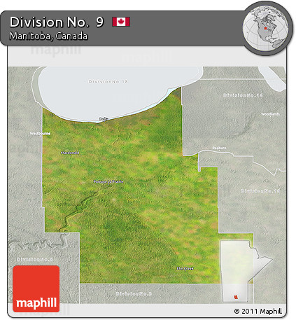 Satellite 3D Map of Division No.  9, lighten, semi-desaturated