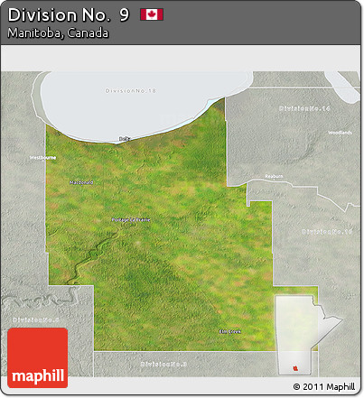 Satellite 3D Map of Division No.  9, lighten, semi-desaturated