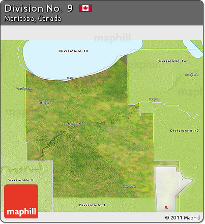 Satellite 3D Map of Division No.  9, physical outside