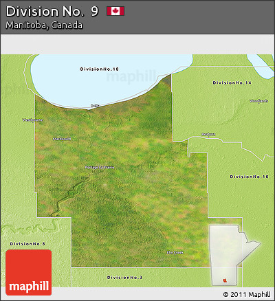 Satellite 3D Map of Division No.  9, physical outside
